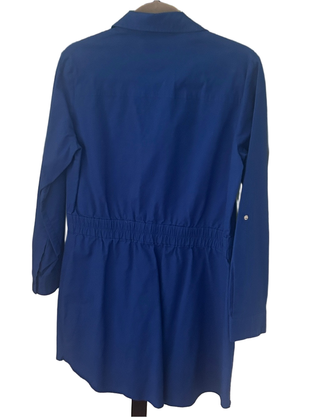 MICHAEL Michael Kors Shirt Dress Cinched Waist Blue Long-Sleeve Zip Front Sporty - Picture 8 of 11